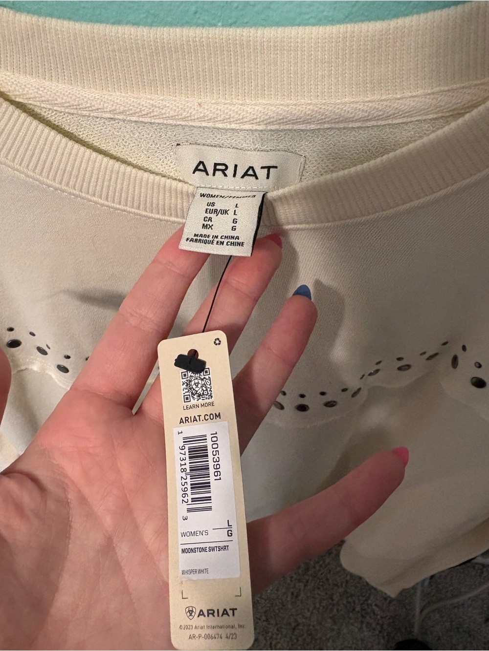 Ariat Women's Cream Pullover with Eyelet Accents